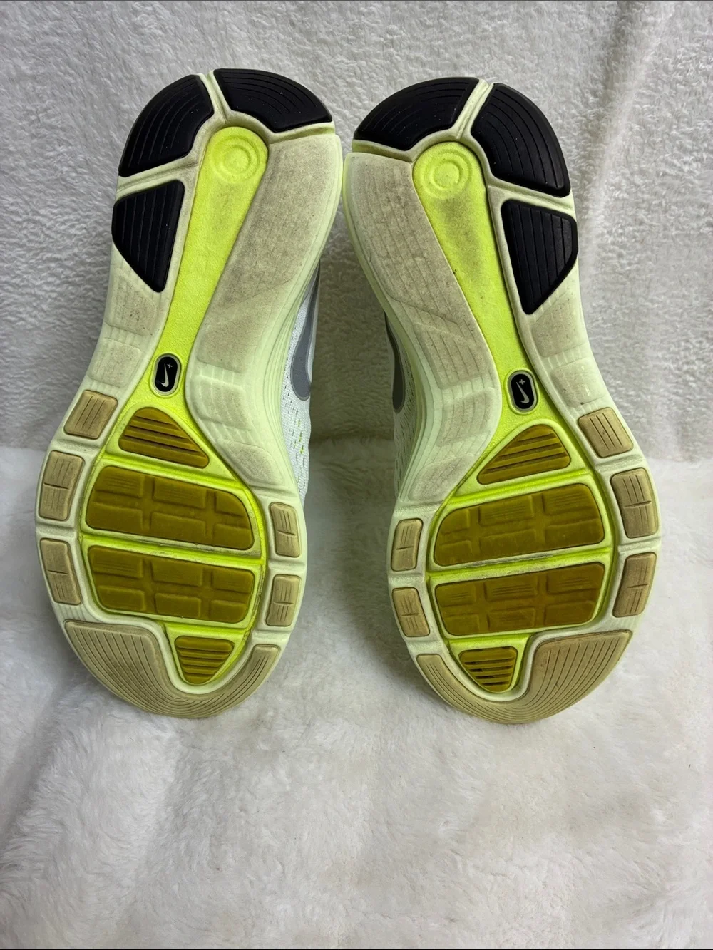 Nike White Sneakers with Neon Green Laces